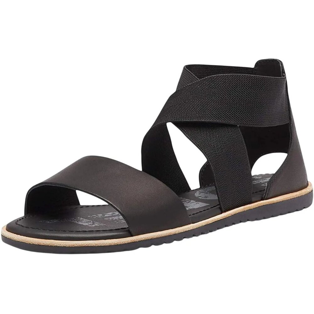 Sorel Women's‎ Black Ella Leather Open Toe Slip-On Gladiator Sandal Size 8